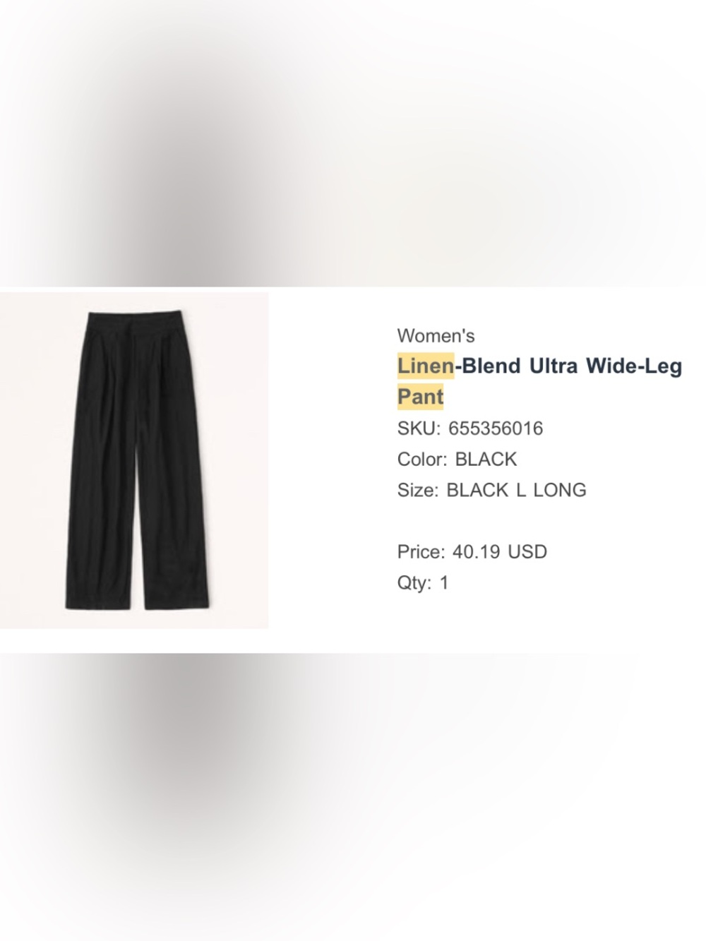 Abercrombie & Fitch Linen-Blend Ultra Wide-Leg Pant - Black